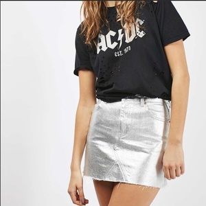 Topshop Metallic Denim Skirt